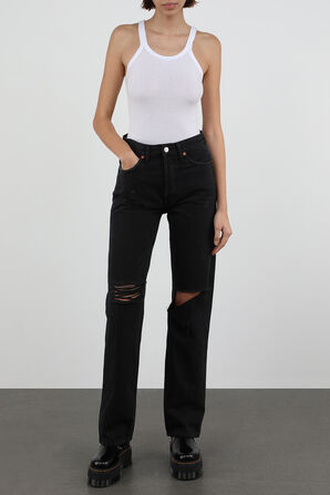 מכנסי ג'ינס שנות ה-90 בגזרה גבוהה בשטיפה שחורה RE/DONE